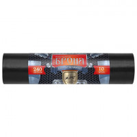 Мешки для мусора 240л ПРОЧНЫЕ черные в рулоне 10шт ПВД 60 мкм 2-х слойные 100x130 см,, ВР-0013