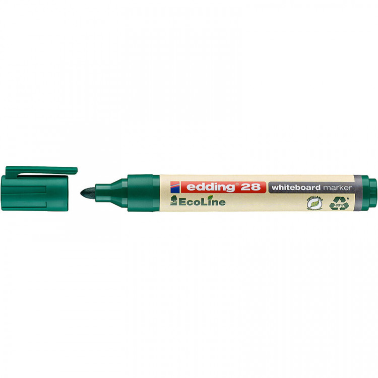 Маркер для белых досок edding 28 EcoLine Cap-off, круглый наконечник, 1.5-3 мм Зеленый по низкой цене оптом 