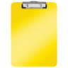 Доска-планшет LEITZ "WOW", с верхним прижимом, A4, 320х228 мм, пластик, 1,7 мм, желтая, 39710016