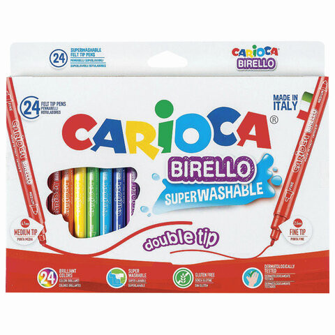 Фломастеры двухсторонние CARIOCA (Италия) "Birello", 24 цвета, суперсмываемые, 41521 по низкой цене оптом 