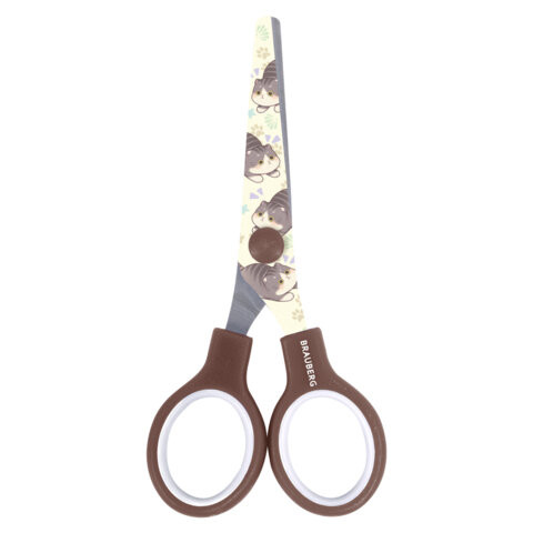 Ножницы 130 мм коричневые, с цветной печатью "Милые котики", BRAUBERG CUTE CATS, 2389957, 238957 по низкой цене оптом Ножницы 130 мм коричневые, с цветной печатью "Милые котики", BRAUBERG CUTE CATS, 2389957, 238957 по низкой цене оптом