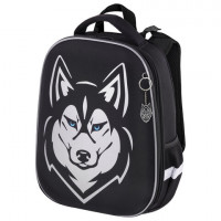 Ранец BRAUBERG SHINY, 2 отделения, с брелком, "Husky", СВЕТЯЩИЙСЯ РИСУНОК, 38х28х14 см, 271383