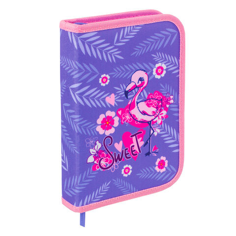 Пенал BRAUBERG, 1 отделение, ткань, 20х14 см, "Flamingo", 229279 по низкой цене оптом Краснодар, Москва, Уфа, Казань, Барнаул, Владивосток, Хабаровск, Сахалин, Красноярск, Екатеренбург, 