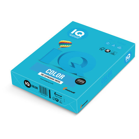 Бумага цветная IQ color, А4, 80 г/м2, 500 л., интенсив, светло-синяя, AB48 по низкой цене оптом 