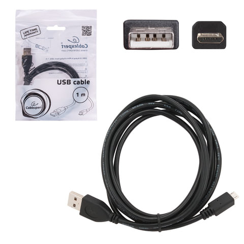 Кабель USB-micro USB, 1 м, CABLEXPERT, для подключения портативных устройств и периферии, CCP-mUSB2-AMBM1 по низкой цене оптом 