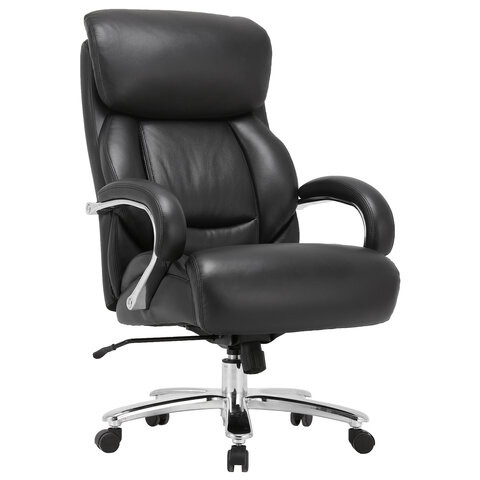 Кресло из натуральной кожи BRABIX PREMIUM "Pride HD-100", НАГРУЗКА до 250 кг, черное, 531940 по низкой цене оптом 