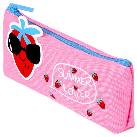 Пенал-косметичка BRAUBERG, канвас с аппликацией, "Cool Strawberry", 19х4х8 см, 228998 по низкой цене оптом 
