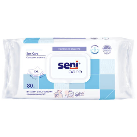 Салфетки влажные 80 шт. SENI CARE для ухода, с витамином Е и Аллантоином, SE-231-WK80-001 по низкой цене оптом 