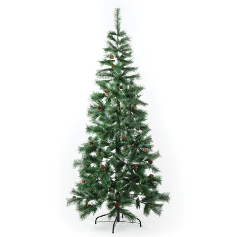 Ель новогодняя искусственная "Velvet Pinewood" 210 см, с инеем и шишками, ПВХ, ЗОЛОТАЯ СКАЗКА, 591705 по низкой цене оптом 