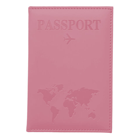 Обложка для паспорта "Passport map", экокожа soft touch, розовая, STAFF, 238759 по низкой цене оптом 
