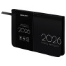 Еженедельник датированный 2026 МАЛЫЙ ФОРМАТ 95х155мм А6 BRAUBERG Vista, под кожу, Black, 117205 по низкой цене оптом 