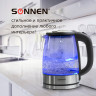 Чайник SONNEN KT-1788, 1,7 л, 2200 Вт, закрытый нагревательный элемент, стекло, черный, подсветка, 454349