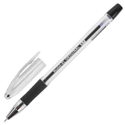 Ручка шариковая масляная с грипом BRAUBERG "Model-XL" ORIGINAL, ЧЕРНАЯ, узел 0,7 мм, линия письма 0,35 мм, 143243 по низкой цене оптом Краснодар, Москва, Уфа, Казань, Барнаул, Владивосток, Хабаровск, Сахалин, Красноярск, Екатеренбург, 