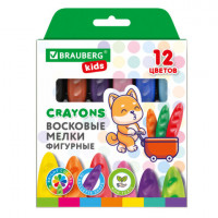 Восковые мелки фигурные BRAUBERG KIDS "Батоны", 12 цветов, 273093