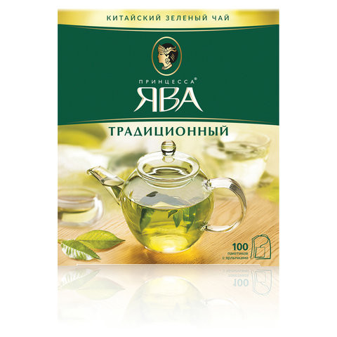Чай ПРИНЦЕССА ЯВА, зеленый, 100 пакетиков с ярлычками по 2 г, 0880-18 по низкой цене оптом 
