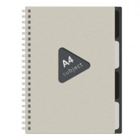 Тетрадь обложка пластик, А4 80л. гребень, 4 съемных разделителя, клетка, BRAUBERG, бежевый, 405362