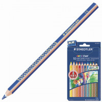 Карандаши цветные утолщенные STAEDTLER (Германия) "Noris Club", 10 цветов, грифель 6 мм, европодвес, 129 NC10