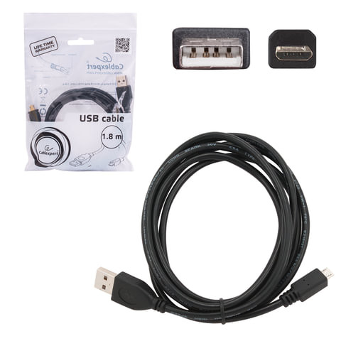 Кабель USB-micro USB, 2.0, 1,8 м, CABLEXPERT, для подключения портативных устройств и периферии, CCP-mUSB2AMBM-6 по низкой цене оптом 
