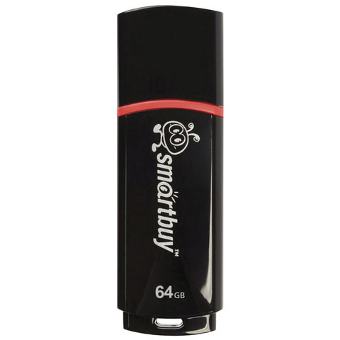 Флеш-диск 64 GB, SMARTBUY Crown, USB 2.0, черный, SB64GBCRW-K по низкой цене оптом Краснодар, Москва, Уфа, Казань, Барнаул, Владивосток, Хабаровск, Сахалин, Красноярск, Екатеренбург, 