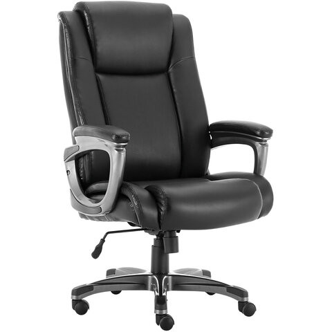 Кресло офисное BRABIX PREMIUM "Solid HD-005", НАГРУЗКА до 180 кг, рециклированная кожа, черное, 531941 по низкой цене оптом 