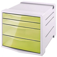 Блок из 4 закрытых лотков для бумаги, настольный, ESSELTE "Colour'Ice", 285х245х365 мм, желтый, 626282