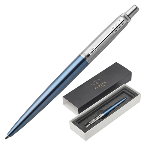 Ручка шариковая PARKER "Jotter Core Waterloo Blue CT", корпус голубой, хромированные детали, синяя, 1953191 по низкой цене оптом Краснодар, Москва, Уфа, Казань, Барнаул, Владивосток, Хабаровск, Сахалин, Красноярск, Екатеренбург, 