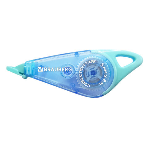 Корректирующая лента BRAUBERG TRIOS, 5 мм х 8 м, корпус мятный/голубой с подвесом, блистер, 273023 по низкой цене оптом 
