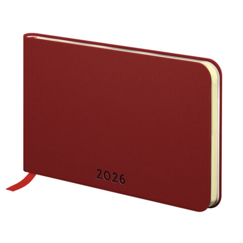 Еженедельник датированный 2026 МАЛЫЙ ФОРМАТ 95х155мм А6 BRAUBERG Unique, красный, 117206 по низкой цене оптом 