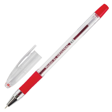 Ручка шариковая масляная с грипом BRAUBERG "Model-XL" ORIGINAL, КРАСНАЯ, узел 0,7 мм, линия письма 0,35 мм, 143244 по низкой цене оптом Краснодар, Москва, Уфа, Казань, Барнаул, Владивосток, Хабаровск, Сахалин, Красноярск, Екатеренбург, 