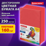Бумага цветная ПЛОТНАЯ BRAUBERG, А4, 160г/м2, 250л, красная, интенсив, для печати, творчества, 116672 по низкой цене оптом 