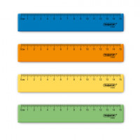 Линейка пластиковая 15 см ПИФАГОР, неоновая, ассорти, 210826