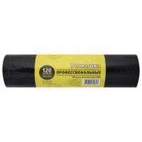 Мешки для мусора 120л черные, в рулоне 50 шт, ПВД 27 мкм, 68x105 см, РОМАШКА ПРОФИ, В, ВР-0064