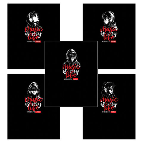 Тетрадь А5 48л. HATBER скоба, клетка, выборочный лак, Music is my life (микс в спайке), 091471, 48Т5вмВ1 по низкой цене оптом 