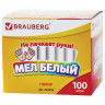 Мел белый BRAUBERG, АНТИПЫЛЬ, набор 100 штук, круглый, 223550 по низкой цене оптом 
