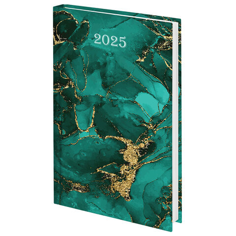 Ежедневник датированный 2025 145х215мм, А5, STAFF, ламинир обложка, Green Marble, 116020 по низкой цене оптом 