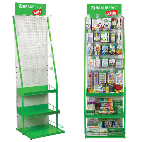 Стойка для размещения товара напольная BRAUBERG KIDS, 205x60x50 см, 25 крючков, 3 полки, 506321 по низкой цене оптом 