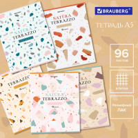 Тетрадь А5 96л. BRAUBERG скоба, клетка, TWIN-лак, ДИЗАЙН 1, Код_1С, 404431