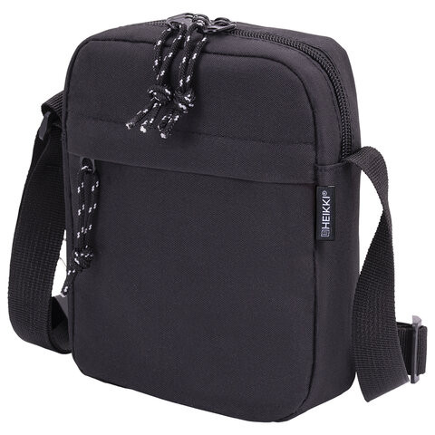 Сумка на плечо HEIKKI COMPACT (ХЕЙКИ), два кармана, черная, 19х14х5 см, 272631 по низкой цене оптом Краснодар, Москва, Уфа, Казань, Барнаул, Владивосток, Хабаровск, Сахалин, Красноярск, Екатеренбург, 