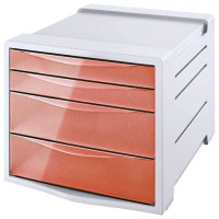 Блок из 4 закрытых лотков для бумаги, настольный, ESSELTE "Colour'Ice", 285х245х365 мм, оранжевый, 626283