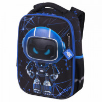 Ранец BRAUBERG LIGHT, 1 отделение, с брелком, "Evil robot", 3D панель, 36х26х13 см, 272028