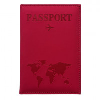 Обложка для паспорта "Passport map", экокожа soft touch, малиновая, STAFF, 238761