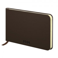 Еженедельник датированный 2026 МАЛЫЙ ФОРМАТ 95х155мм А6 BRAUBERG Unique, темно-коричневый, 117207