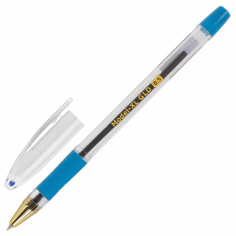 Ручка шариковая масляная с грипом BRAUBERG "Model-XL GLD", СИНЯЯ, узел 0,5 мм, линия письма 0,25 мм, 143245 по низкой цене оптом Краснодар, Москва, Уфа, Казань, Барнаул, Владивосток, Хабаровск, Сахалин, Красноярск, Екатеренбург, 