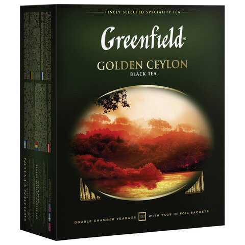Чай GREENFIELD (Гринфилд) "Golden Ceylon", черный, 100 пакетиков в конвертах по 2 г, 0581 по низкой цене оптом 