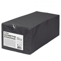 Салфетки бумажные 2-х слойные, 33x33 см., 200 штук в упаковке, 1/4 сложение, LAIMA, черные, код 116660