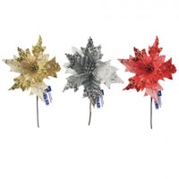 Украшение елочное (1шт) "Цветок", диаметр 22 см, длина 20 см, ассорти 3 дизайна, ЗОЛОТАЯ СКАЗКА, 592420