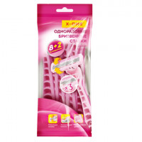 Бритвенные станки одноразовые, 3 лезвия, увлажняющая полоска, плавающая головка, 10 шт., розовый, X-ONE, 700035