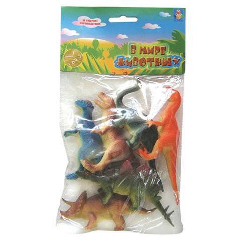 Набор фигурок "В мире животных", "Динозавры", 6 шт., 10 см, 1TOY, Т50484 по низкой цене оптом Краснодар, Москва, Уфа, Казань, Барнаул, Владивосток, Хабаровск, Сахалин, Красноярск, Екатеренбург, 