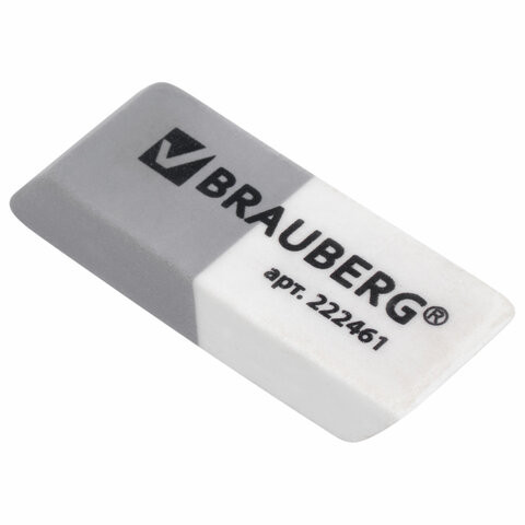 Ластик BRAUBERG, 41х14х8 мм, серо-белый, прямоугольный, скошенные края, 222461 по низкой цене оптом 