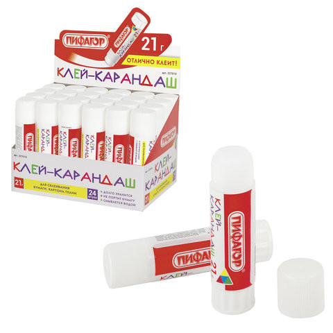 Клей-карандаш ПИФАГОР, 21 г, 227610 по низкой цене оптом 